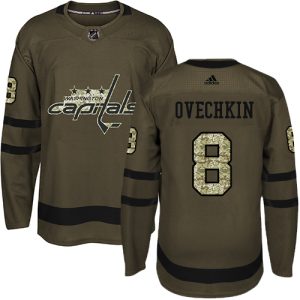 Herren Washington Capitals Eishockey Trikot Alex Ovechkin #8 Authentic Grün Salute to Service